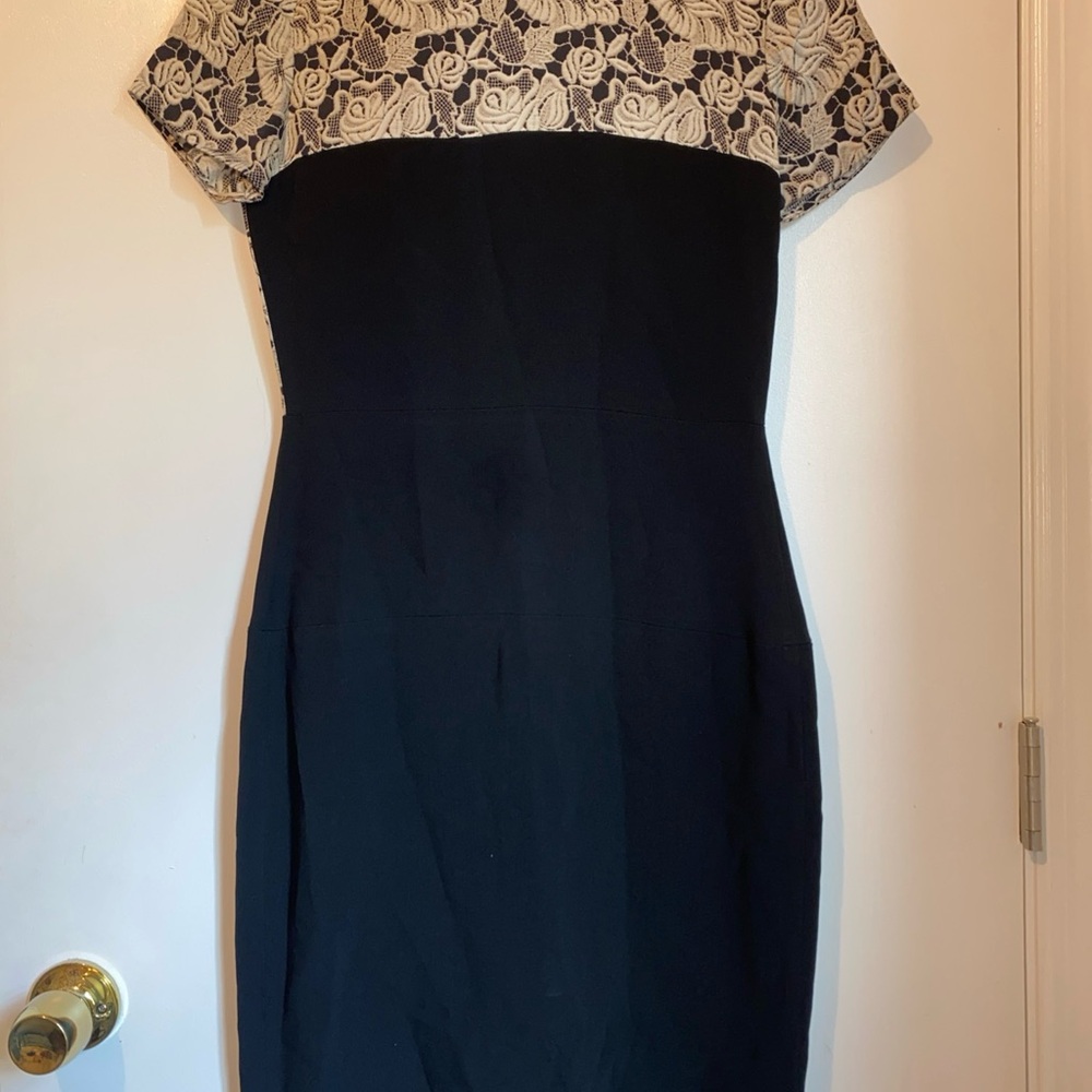 Stella McCartney Elegant Black and Cream Lace Print Dress